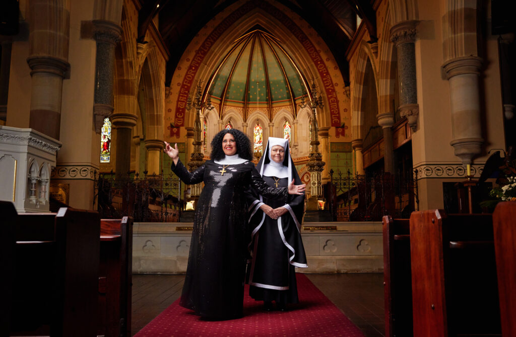Casey Donovan and Genevieve Lemon in Sister Act the Musical.