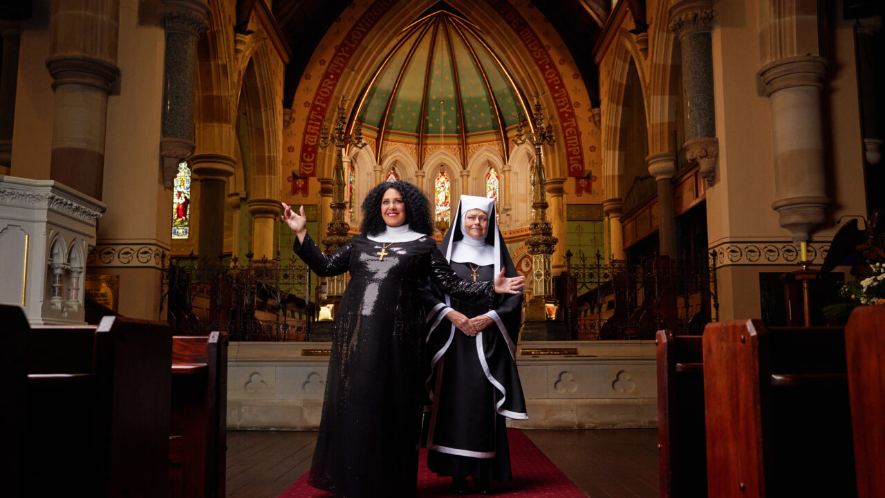 Casey Donovan and Genevieve Lemon in Sister Act the Musical.